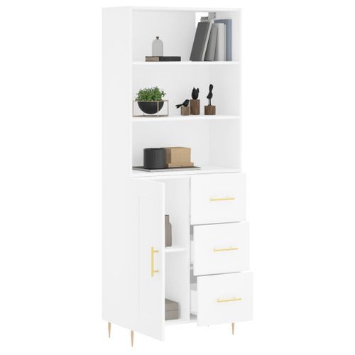 Buffet haut Blanc 69,5x34x180 cm Bois d'ingénierie - Photo n°3; ?>