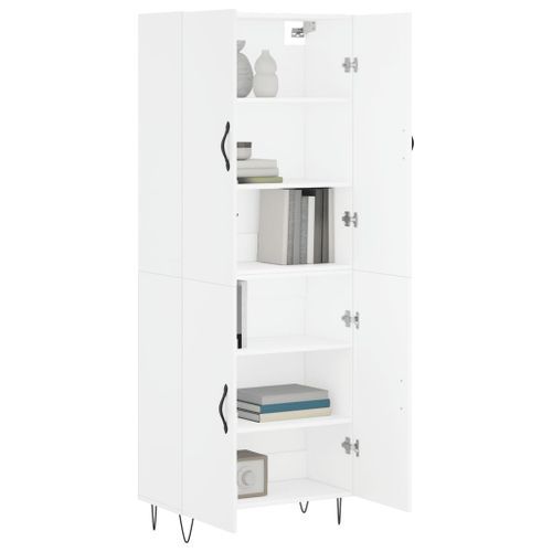 Buffet haut Blanc 69,5x34x180 cm Bois d'ingénierie - Photo n°3; ?>