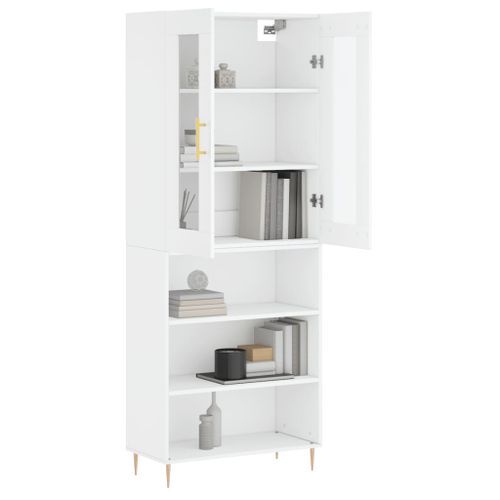 Buffet haut Blanc 69,5x34x180 cm Bois d'ingénierie - Photo n°3; ?>