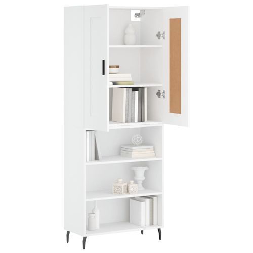 Buffet haut Blanc 69,5x34x180 cm Bois d'ingénierie - Photo n°3; ?>