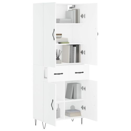 Buffet haut Blanc 69,5x34x180 cm Bois d'ingénierie - Photo n°3; ?>