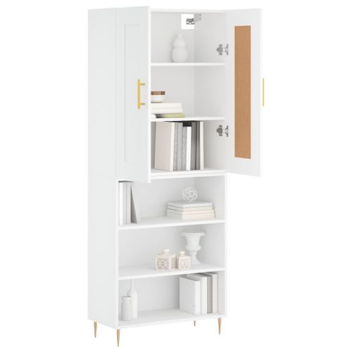 Buffet haut Blanc 69,5x34x180 cm Bois d'ingénierie - Photo n°3; ?>