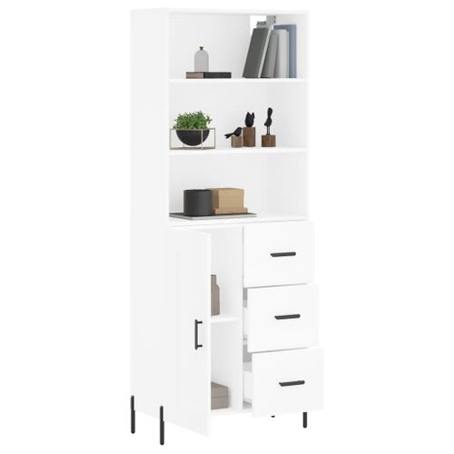 Buffet haut Blanc 69,5x34x180 cm Bois d'ingénierie - Photo n°3; ?>