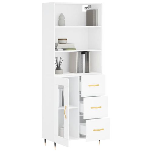 Buffet haut Blanc 69,5x34x180 cm Bois d'ingénierie - Photo n°3; ?>