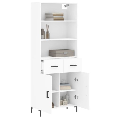 Buffet haut Blanc 69,5x34x180 cm Bois d'ingénierie - Photo n°3; ?>