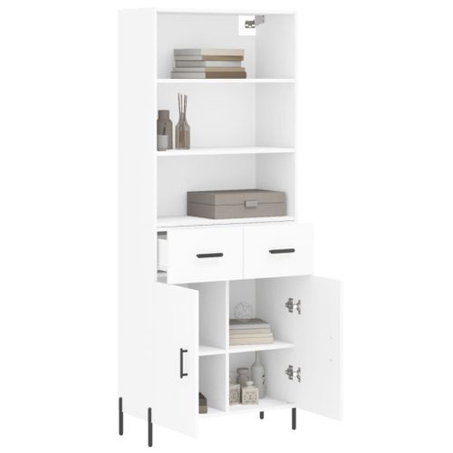 Buffet haut Blanc 69,5x34x180 cm Bois d'ingénierie - Photo n°3; ?>