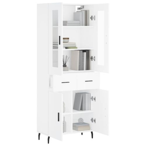 Buffet haut Blanc 69,5x34x180 cm Bois d'ingénierie - Photo n°3; ?>