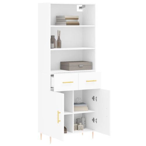 Buffet haut Blanc 69,5x34x180 cm Bois d'ingénierie - Photo n°3; ?>