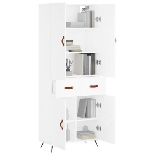 Buffet haut Blanc 69,5x34x180 cm Bois d'ingénierie - Photo n°3; ?>