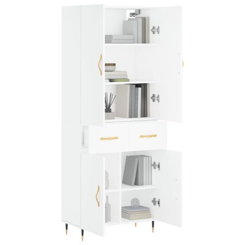 Buffet haut Blanc 69,5x34x180 cm Bois d'ingénierie - Photo n°3; ?>