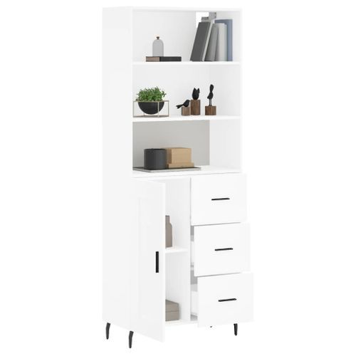 Buffet haut Blanc 69,5x34x180 cm Bois d'ingénierie - Photo n°3; ?>