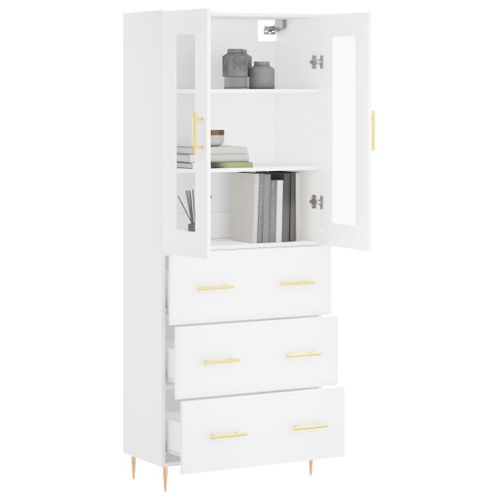 Buffet haut Blanc 69,5x34x180 cm Bois d'ingénierie - Photo n°3; ?>