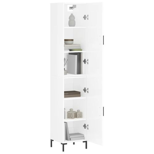 Buffet haut Blanc brillant 34,5x34x180 cm Bois d'ingénierie - Photo n°3; ?>