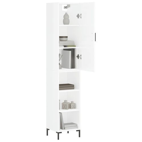 Buffet haut Blanc brillant 34,5x34x180 cm Bois d'ingénierie - Photo n°3; ?>