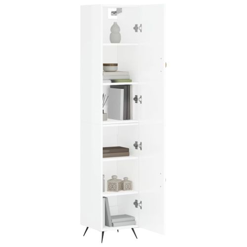 Buffet haut Blanc brillant 34,5x34x180 cm Bois d'ingénierie - Photo n°3; ?>