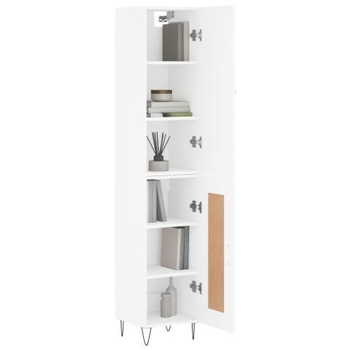 Buffet haut Blanc brillant 34,5x34x180 cm Bois d'ingénierie - Photo n°3; ?>