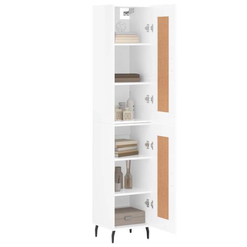 Buffet haut Blanc brillant 34,5x34x180 cm Bois d'ingénierie - Photo n°3; ?>