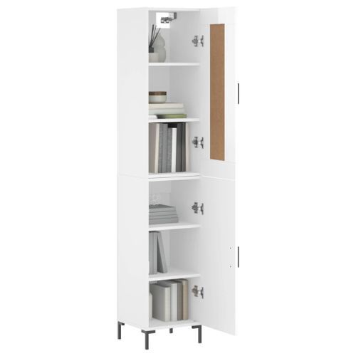 Buffet haut Blanc brillant 34,5x34x180 cm Bois d'ingénierie - Photo n°3; ?>