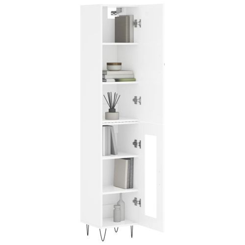 Buffet haut Blanc brillant 34,5x34x180 cm Bois d'ingénierie - Photo n°3; ?>