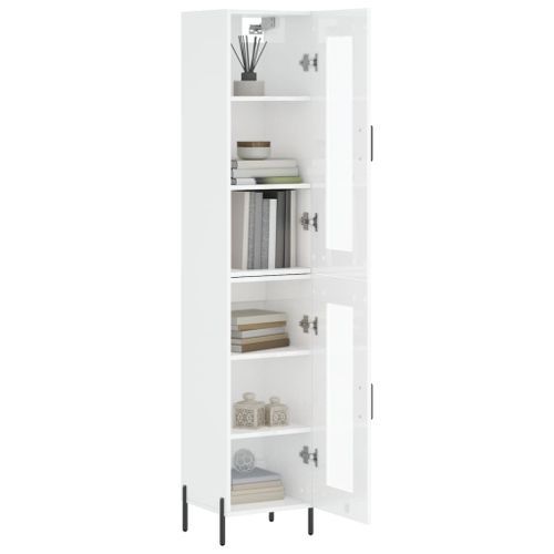 Buffet haut Blanc brillant 34,5x34x180 cm Bois d'ingénierie - Photo n°3; ?>