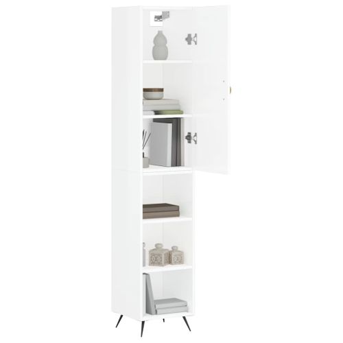 Buffet haut Blanc brillant 34,5x34x180 cm Bois d'ingénierie - Photo n°3; ?>