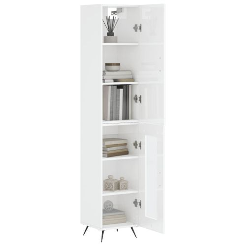 Buffet haut Blanc brillant 34,5x34x180 cm Bois d'ingénierie - Photo n°3; ?>