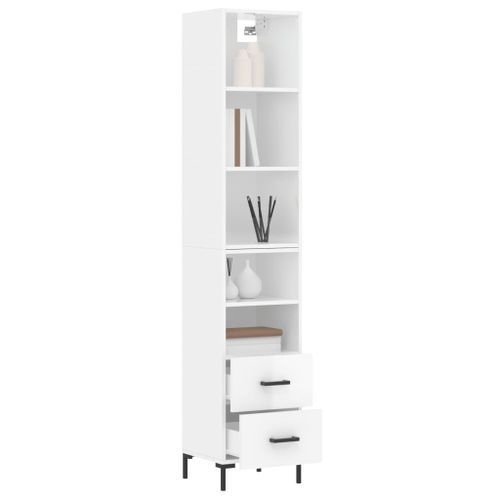 Buffet haut Blanc brillant 34,5x34x180 cm Bois d'ingénierie - Photo n°3; ?>