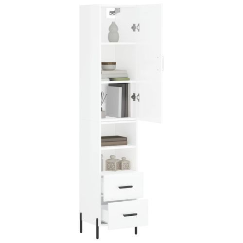 Buffet haut Blanc brillant 34,5x34x180 cm Bois d'ingénierie - Photo n°3; ?>