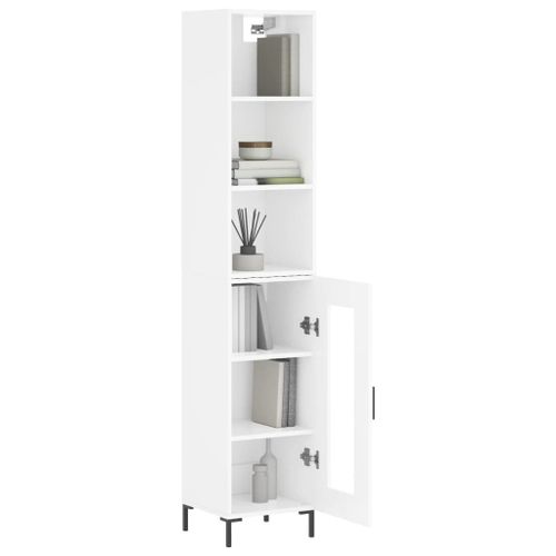 Buffet haut Blanc brillant 34,5x34x180 cm Bois d'ingénierie - Photo n°3; ?>