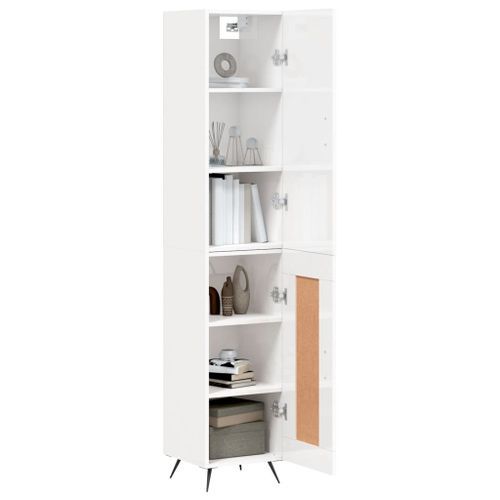 Buffet haut Blanc brillant 34,5x34x180 cm Bois d'ingénierie - Photo n°3; ?>