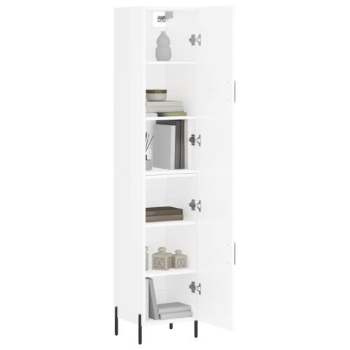 Buffet haut Blanc brillant 34,5x34x180 cm Bois d'ingénierie - Photo n°3; ?>