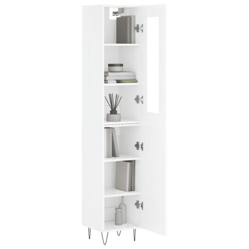 Buffet haut Blanc brillant 34,5x34x180 cm Bois d'ingénierie - Photo n°3; ?>