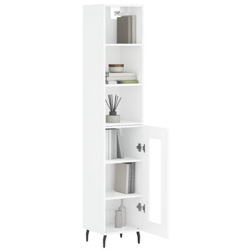 Buffet haut Blanc brillant 34,5x34x180 cm Bois d'ingénierie - Photo n°3; ?>