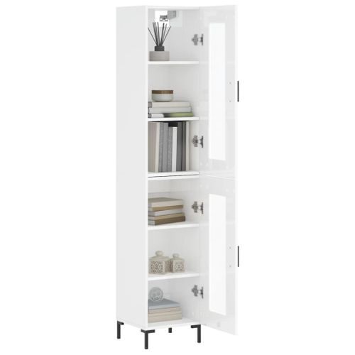 Buffet haut Blanc brillant 34,5x34x180 cm Bois d'ingénierie - Photo n°3; ?>