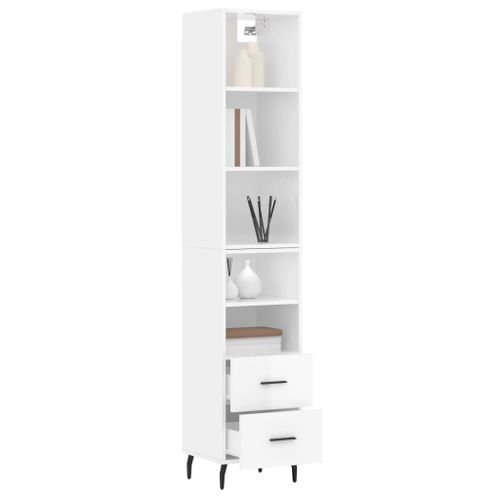 Buffet haut Blanc brillant 34,5x34x180 cm Bois d'ingénierie - Photo n°3; ?>