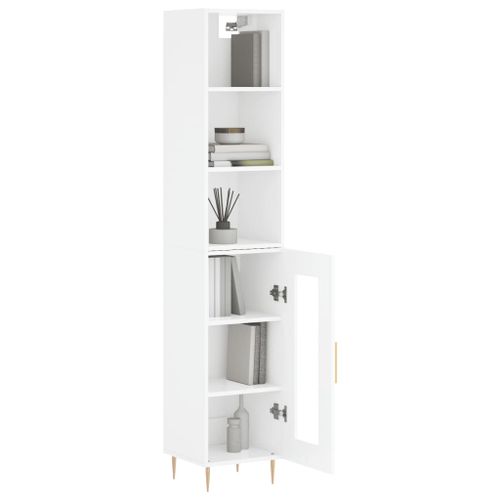 Buffet haut Blanc brillant 34,5x34x180 cm Bois d'ingénierie - Photo n°3; ?>