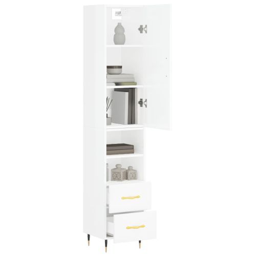 Buffet haut Blanc brillant 34,5x34x180 cm Bois d'ingénierie - Photo n°3; ?>