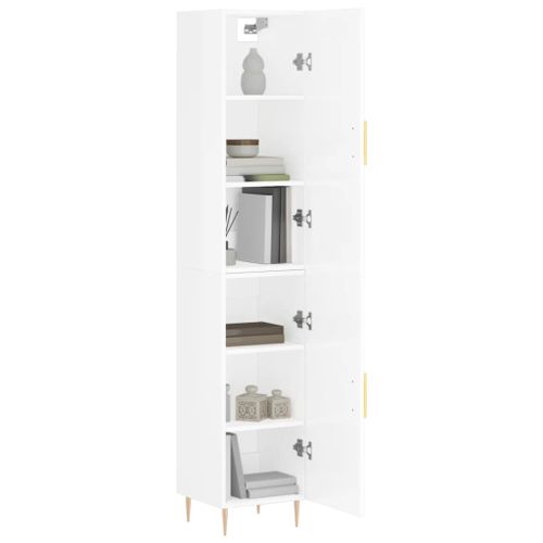 Buffet haut Blanc brillant 34,5x34x180 cm Bois d'ingénierie - Photo n°3; ?>