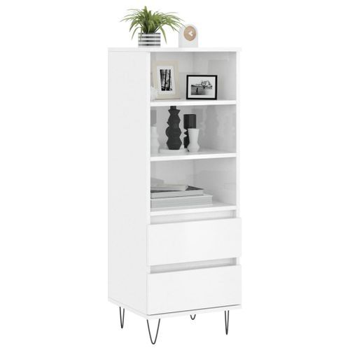 Buffet haut Blanc brillant 40x36x110 cm Bois d'ingénierie - Photo n°3; ?>