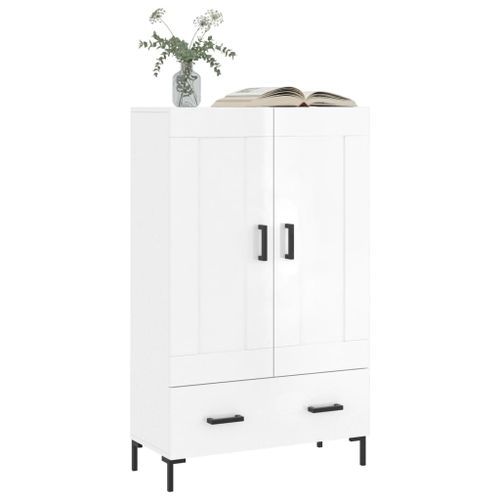 Buffet haut blanc brillant 69,5x31x115 cm bois d'ingénierie - Photo n°3; ?>