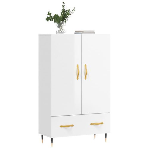 Buffet haut blanc brillant 69,5x31x115 cm bois d'ingénierie - Photo n°3; ?>