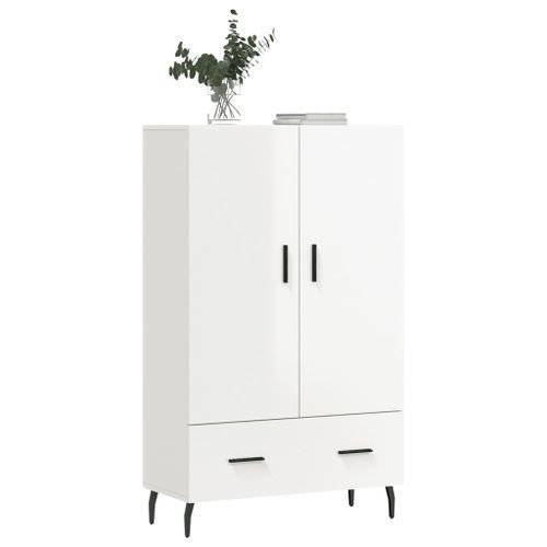 Buffet haut blanc brillant 69,5x31x115 cm bois d'ingénierie - Photo n°3; ?>