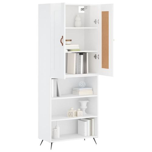 Buffet haut Blanc brillant 69,5x34x180 cm Bois d'ingénierie - Photo n°3; ?>