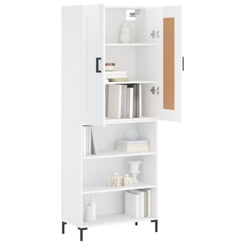 Buffet haut Blanc brillant 69,5x34x180 cm Bois d'ingénierie - Photo n°3; ?>