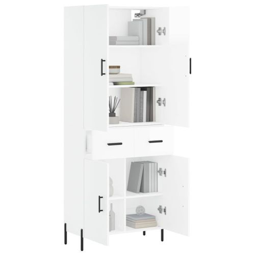 Buffet haut Blanc brillant 69,5x34x180 cm Bois d'ingénierie - Photo n°3; ?>