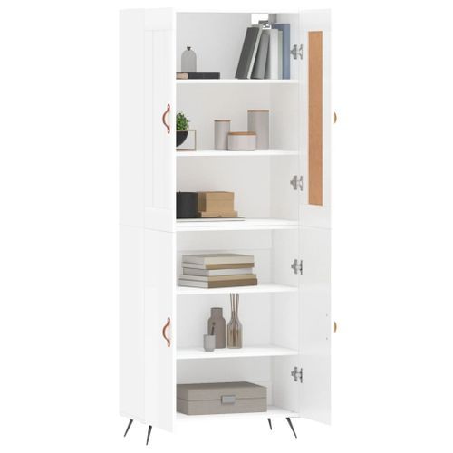 Buffet haut Blanc brillant 69,5x34x180 cm Bois d'ingénierie - Photo n°3; ?>