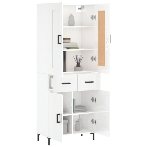 Buffet haut Blanc brillant 69,5x34x180 cm Bois d'ingénierie - Photo n°3; ?>