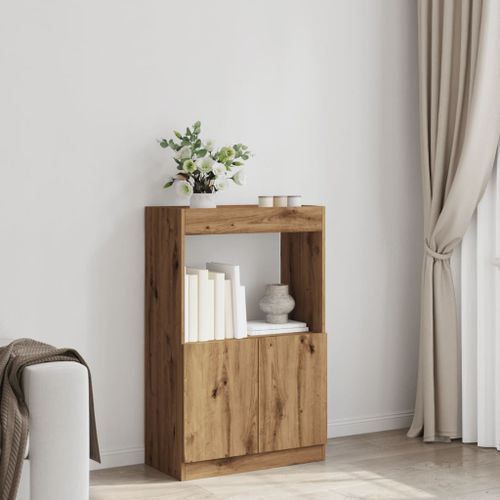 Buffet haut chêne artisanal 63x33x100 cm bois d'ingénierie - Photo n°3; ?>