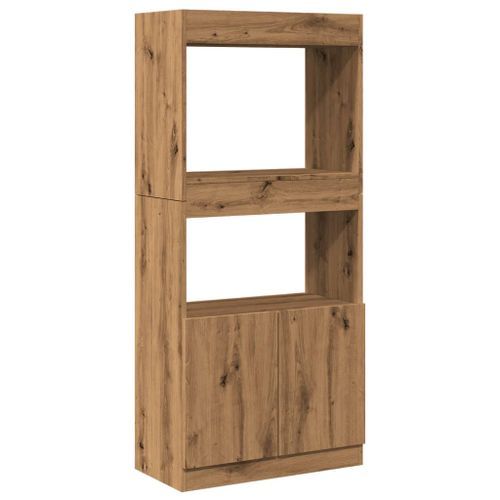 Buffet haut chêne artisanal 63x33x140 cm bois d'ingénierie - Photo n°2; ?>