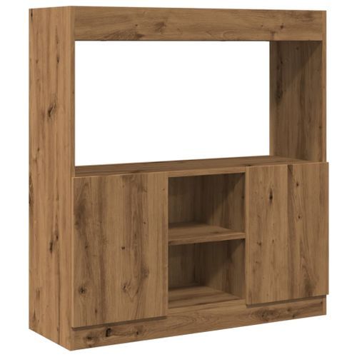 Buffet haut chêne artisanal 92x33x100 cm bois d'ingénierie - Photo n°2; ?>